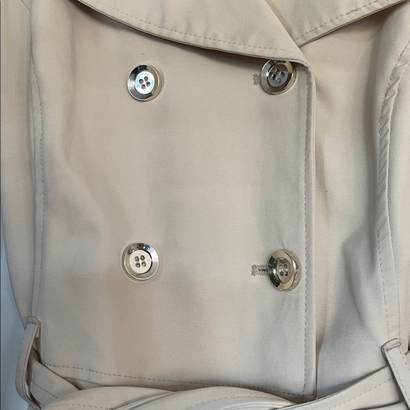 Bebe Studded Sleeve Double Breasted Belted Trench Coat - Tan/Beige - Picture 5 of 10